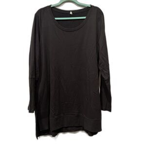 Ideology Tunic Top Black Long Sleeve Soft Stretch Casual Ribbed Hem Women sz XXL